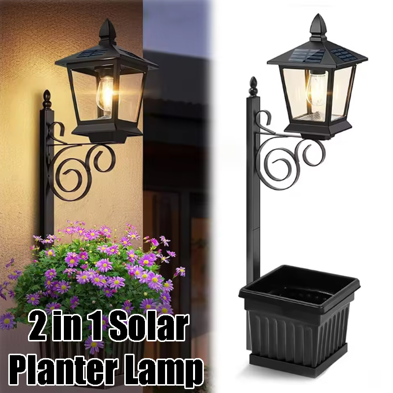 Outdoor Powerwall - Solar Powered 2-in-1 Flower Pot Light