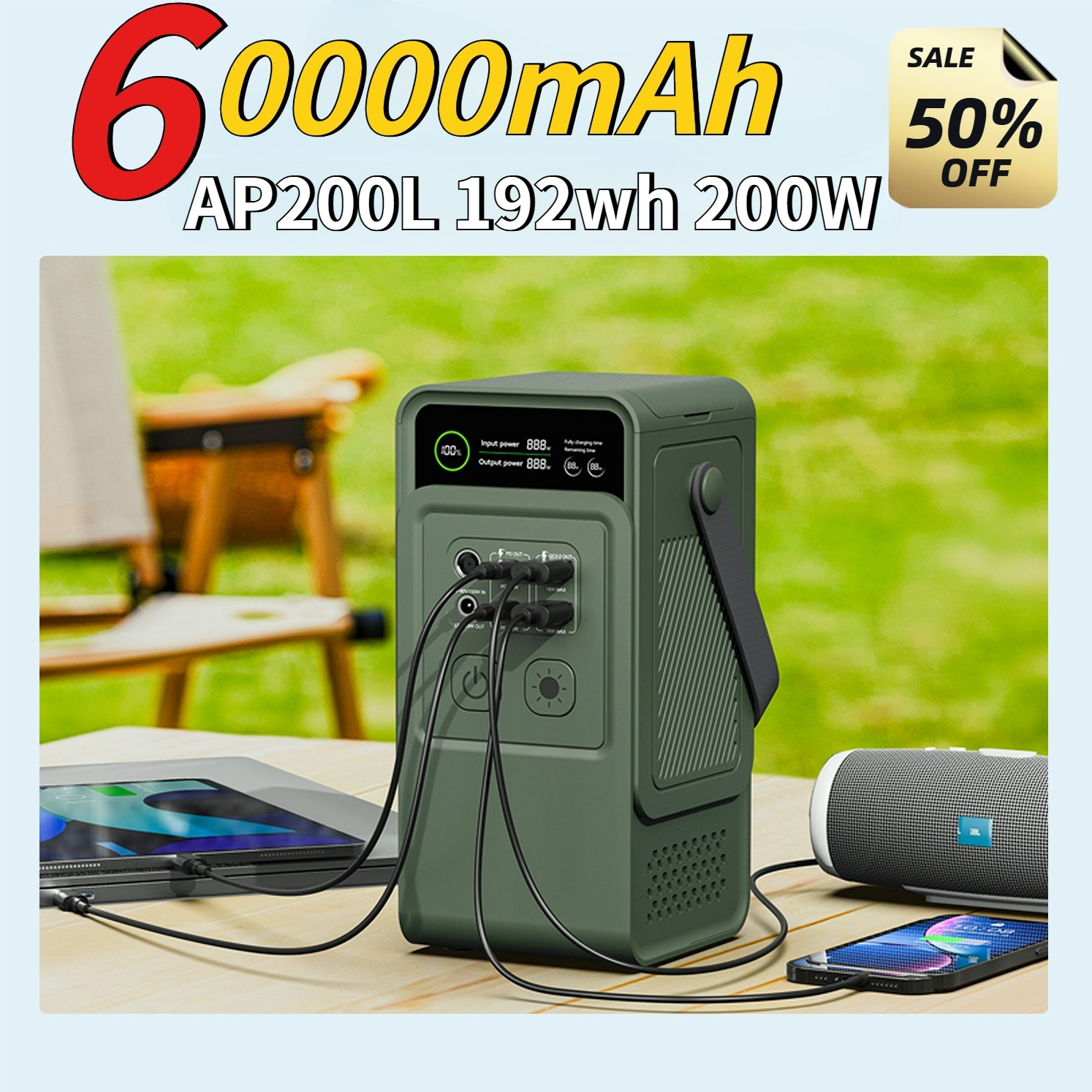 60000mAh 200W 192Wh Camping Po - Outdoor Powerwall recensione e prezzo