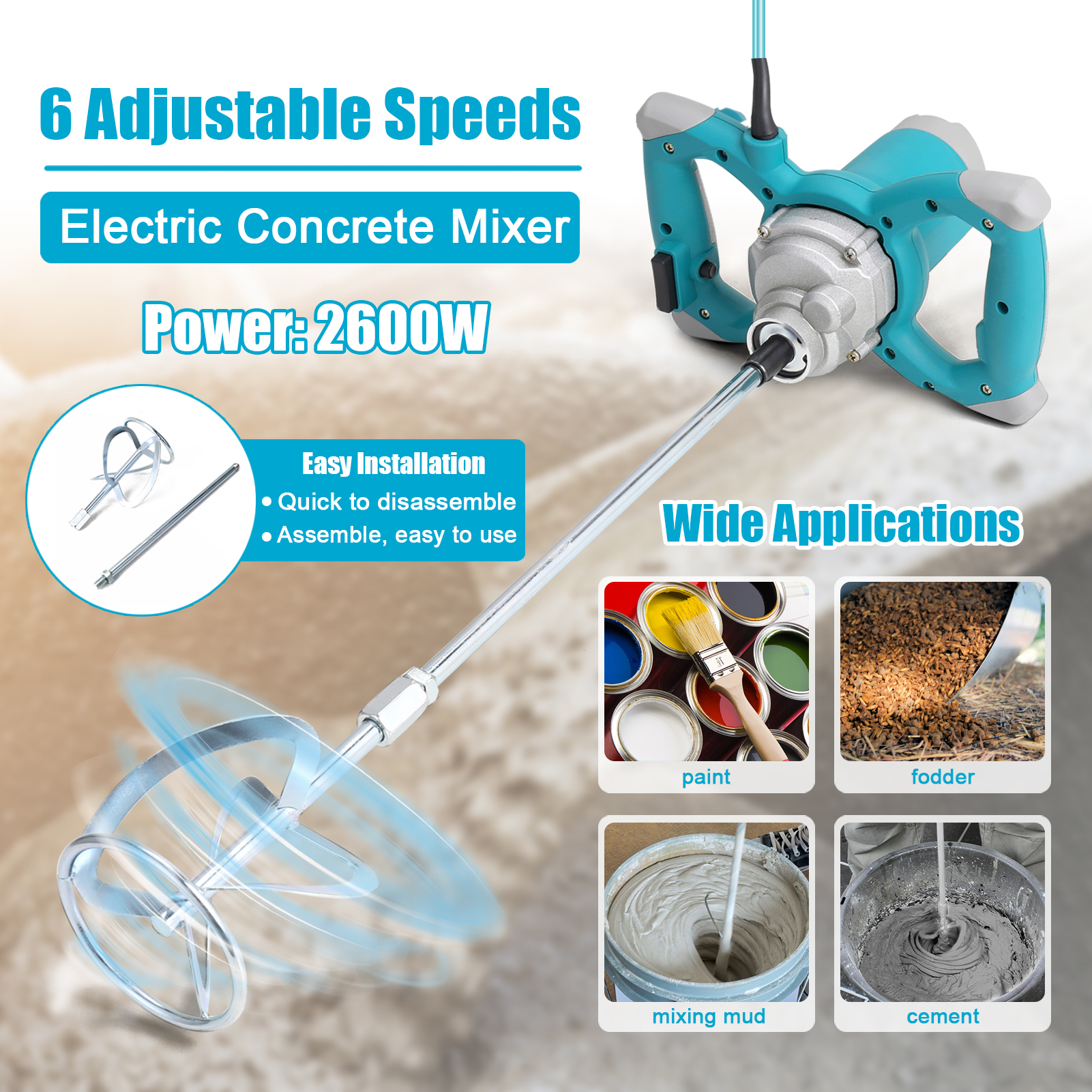 2600W Portable Electric Concre - Concrete Mixer Small recensione e prezzo